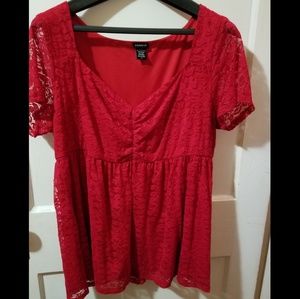 Torrid Red Sweetheart neckline Empire top